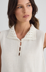 Laing Cream Sienna Collared Cotton Tank