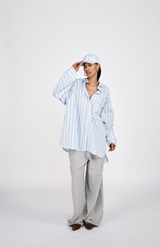 Rabens Saloner Blue Pyjama Stripe Bobbies Shirt