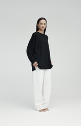 Rebe Black Long Sleeve Drop T-Shirt