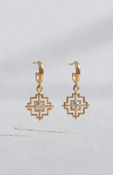 Zoe & Morgan 22K Gold Plate with White Zircon Centered Earrings