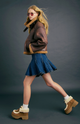 Karen Walker Brown/Chestnut Cropped Aviator Jacket