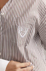 Caitlin Crisp Mocha Stripe Varsity Shirt