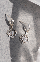 Zoe & Morgan Sterling Silver with White Zircon Centered Earrings