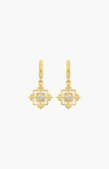 Zoe & Morgan 22K Gold Plate with White Zircon Centered Earrings