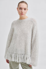 Second Female Light Grey Melange Caroa O-Neck Knit