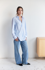 Mahsa Pale Blue Stripe Jimmy Blouse