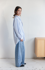 Mahsa Pale Blue Stripe Jimmy Blouse