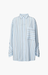 Rabens Saloner Blue Pyjama Stripe Bobbies Shirt
