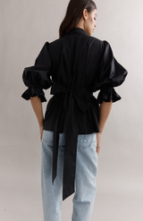Caitlin Crisp Black Poplin Elena Blouse