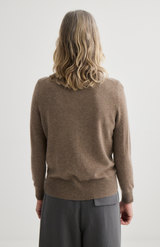 Laing Cocoa Marle Cashmere Crewneck Cardigan