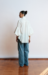 Mahsa Cotton Voile Cream Bow Blouse