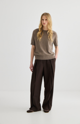 Laing Cocoa Marle Jasper Short Sleeve Crewneck