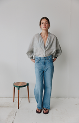 Mahsa Charcoal Crafted Pin Stripe Everyday Blouse