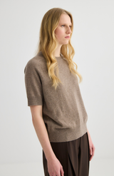Laing Cocoa Marle Jasper Short Sleeve Crewneck