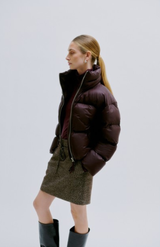Second Female Chocolate Plum Riya Puffer Jacket