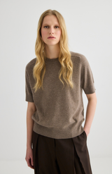 Laing Cocoa Marle Jasper Short Sleeve Crewneck