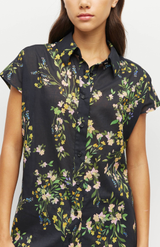 Juliette Hogan Dark Garland Cotton Painted Petals Eleanor Shirt
