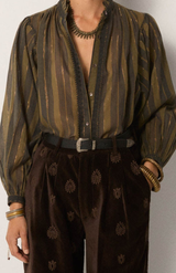 Maison Hotel Khaki Stripes Anika Blouse