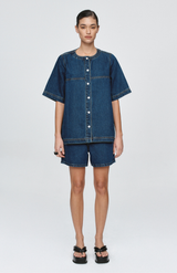 Marle Classic Blue Short Sleeve Seam Shirt