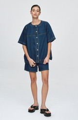 Marle Classic Blue Short Sleeve Seam Shirt