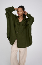 Rabens Saloner Army Green Noah Oversized Shirt