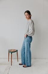 Mahsa Charcoal Crafted Pin Stripe Everyday Blouse