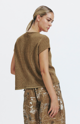 Transit Par-Such Mustard Knit Melange Tee