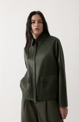 Rebe Dark Olive Mo Leather Jacket