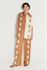 Hansen & Gretel Stencil Leaf Carmine Relaxed Shirt