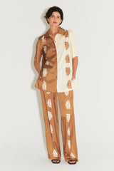 Hansen & Gretel Stencil Leaf Carmine Relaxed Shirt