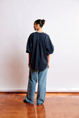 Mahsa Indigo Navy Cotton Voile Everyday Blouse