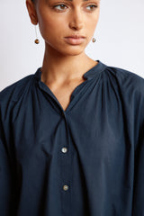 Mahsa Indigo Navy Cotton Voile Everyday Blouse