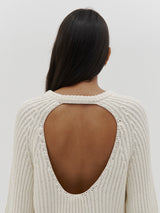 Bassike Ivory Open Back Fitted Knit