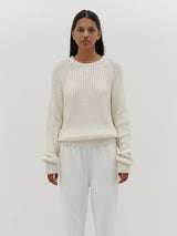 Bassike Ivory Open Back Fitted Knit