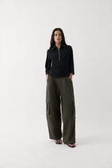 Rebe Black Zip Front Top