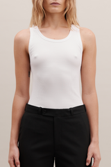 REBE White Ribbed Tank Top