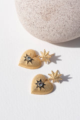 Zoe & Morgan 22k Gold Plate with Aquamarine Brave Heart Earrings