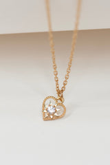 Zoe & Morgan 22k Gold Plate With White Zircon Kind Heart Necklace