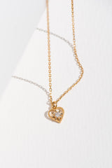 Zoe & Morgan 22k Gold Plate With White Zircon Kind Heart Necklace