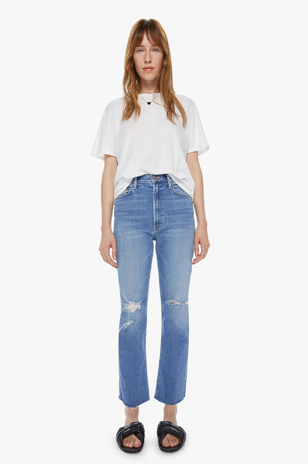 MOTHER Party Like a Pirate High Waisted Ankle Fray Jean