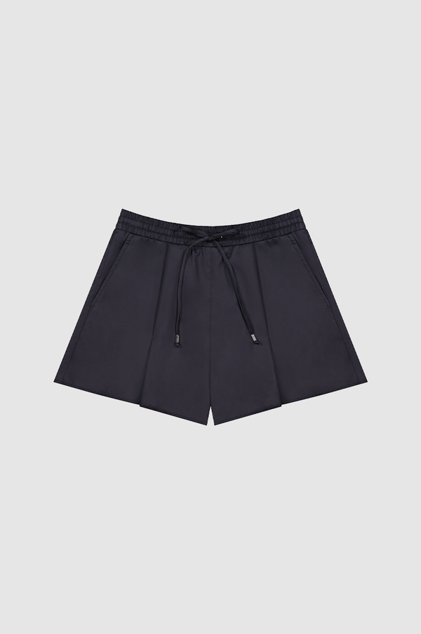 REBE Black Cotton Drawstring Shorts