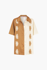 Hansen & Gretel Stencil Leaf Carmine Relaxed Shirt