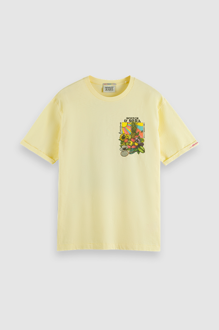 “Scotch & Soda” バックプリントアートワークTシャツ Yellow Scotch & Soda FRONT AND BACK ARTWORK - T-shirt imprimé