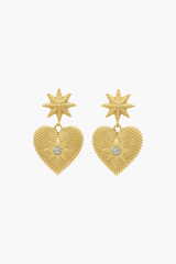 Zoe & Morgan 22k Gold Plate with Aquamarine Brave Heart Earrings