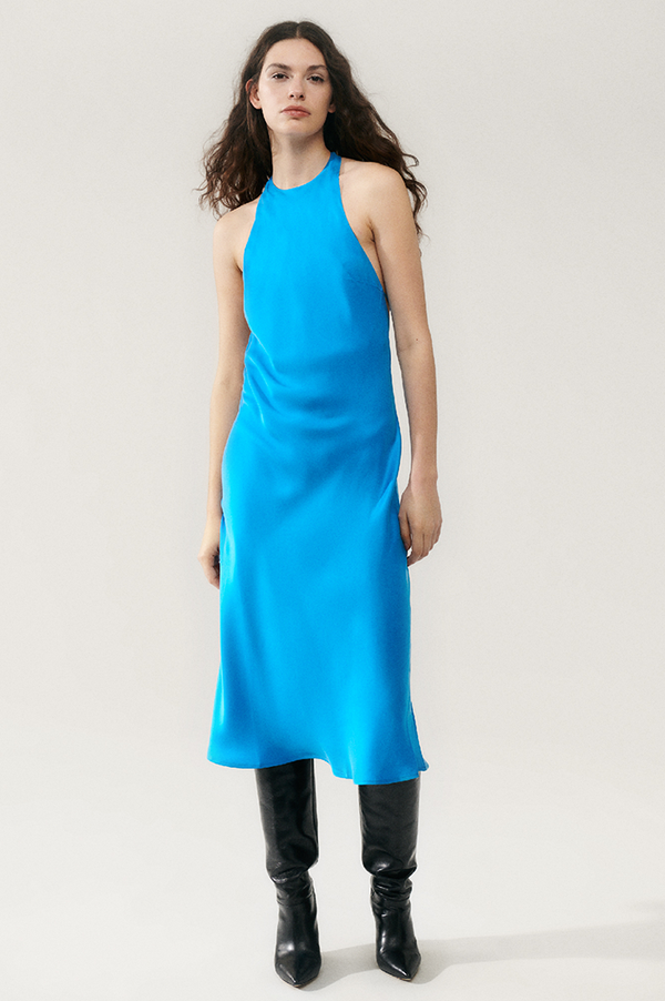 Silk Laundry Coast Blue Halter Dress