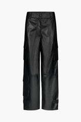 Second Female Black Letho Leather Cargo Trousers