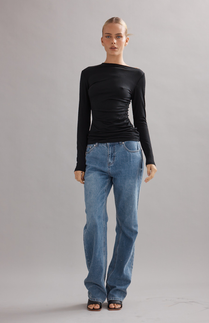 Caitlin Crisp Black Beau Merino Top