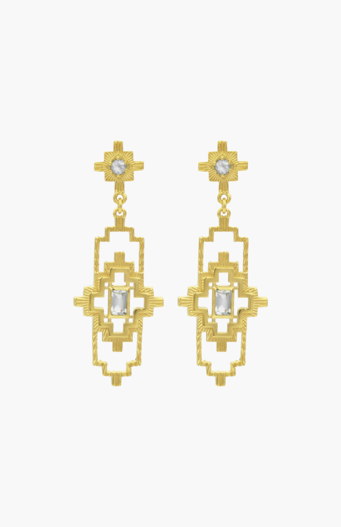 Zoe & Morgan 22k Gold Plate with Aquamarine and White Zircon Munay Earrings