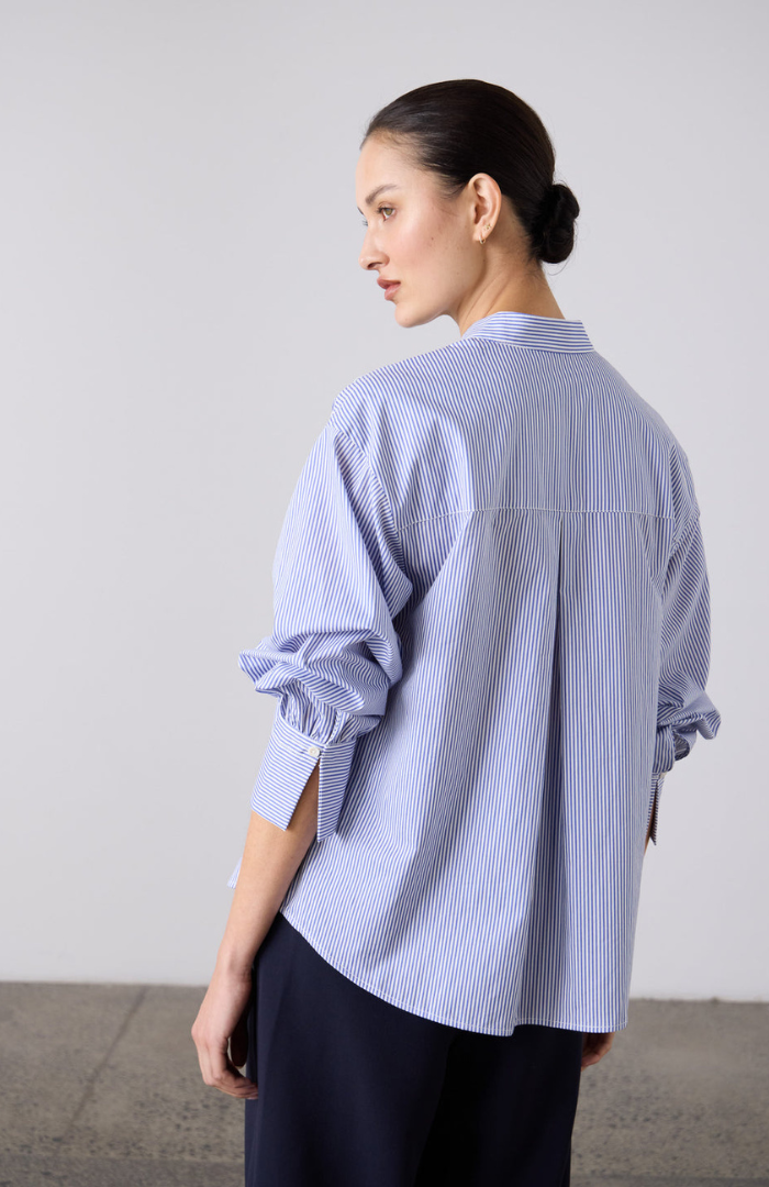 Laing Blue + White Stripe Gabi Blouse