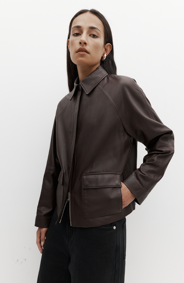 Rebe Balsamic Mo Leather Jacket